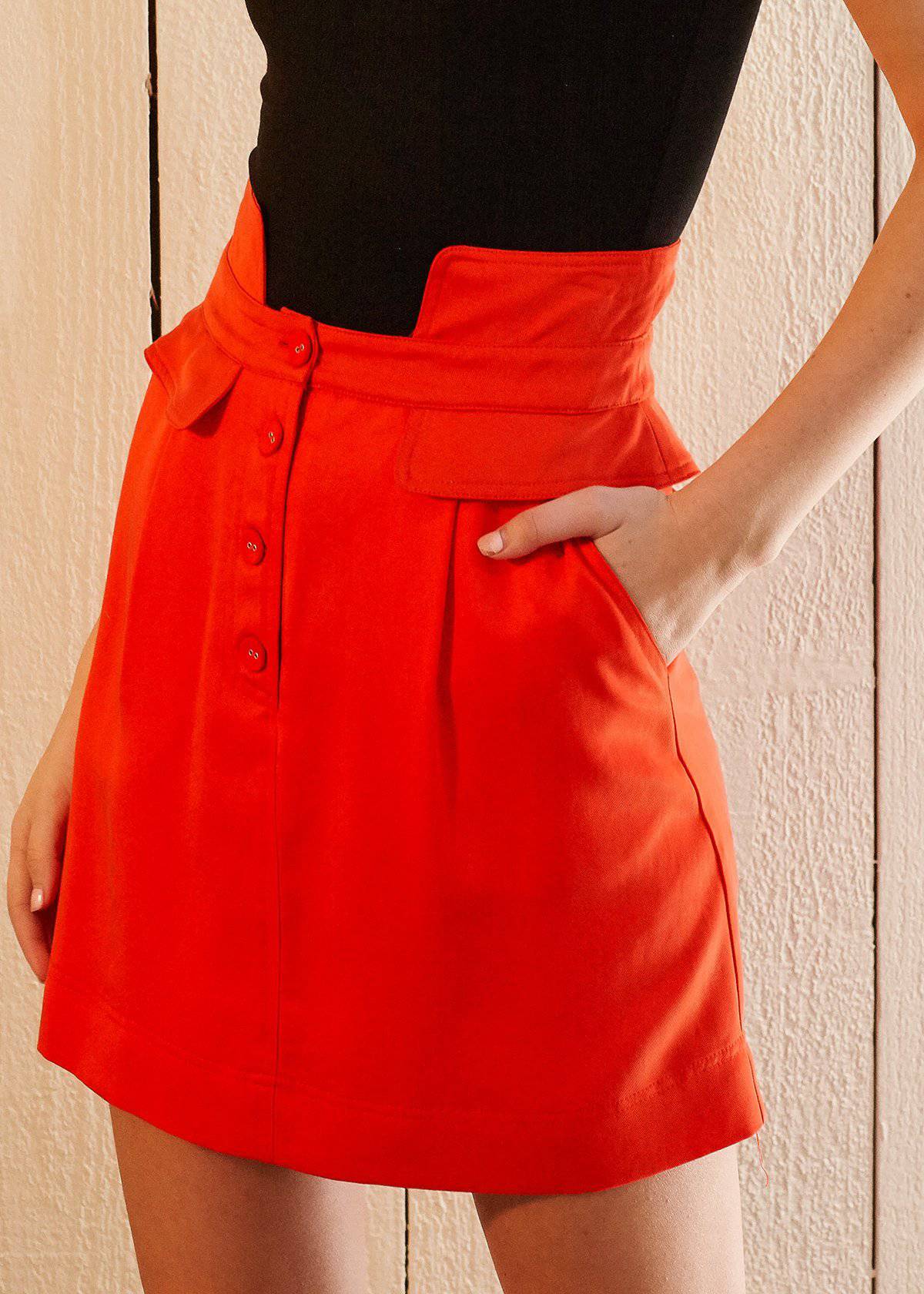 Women's High Waisted Utility Skirt in Poppy