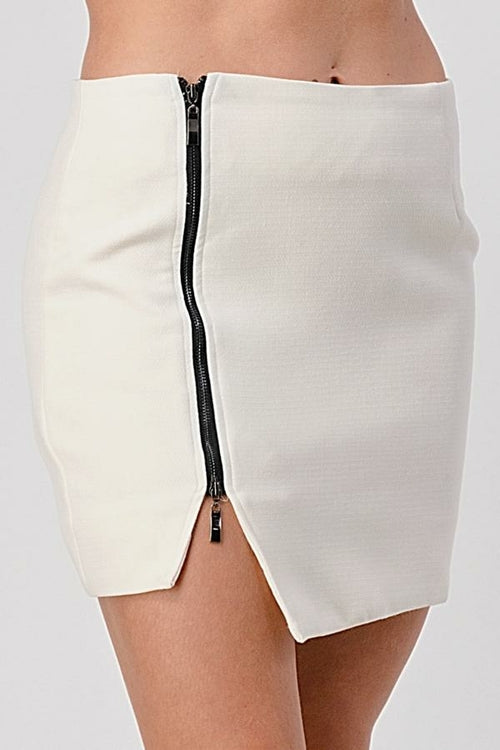 Side Zipper Detail Mini Skirt