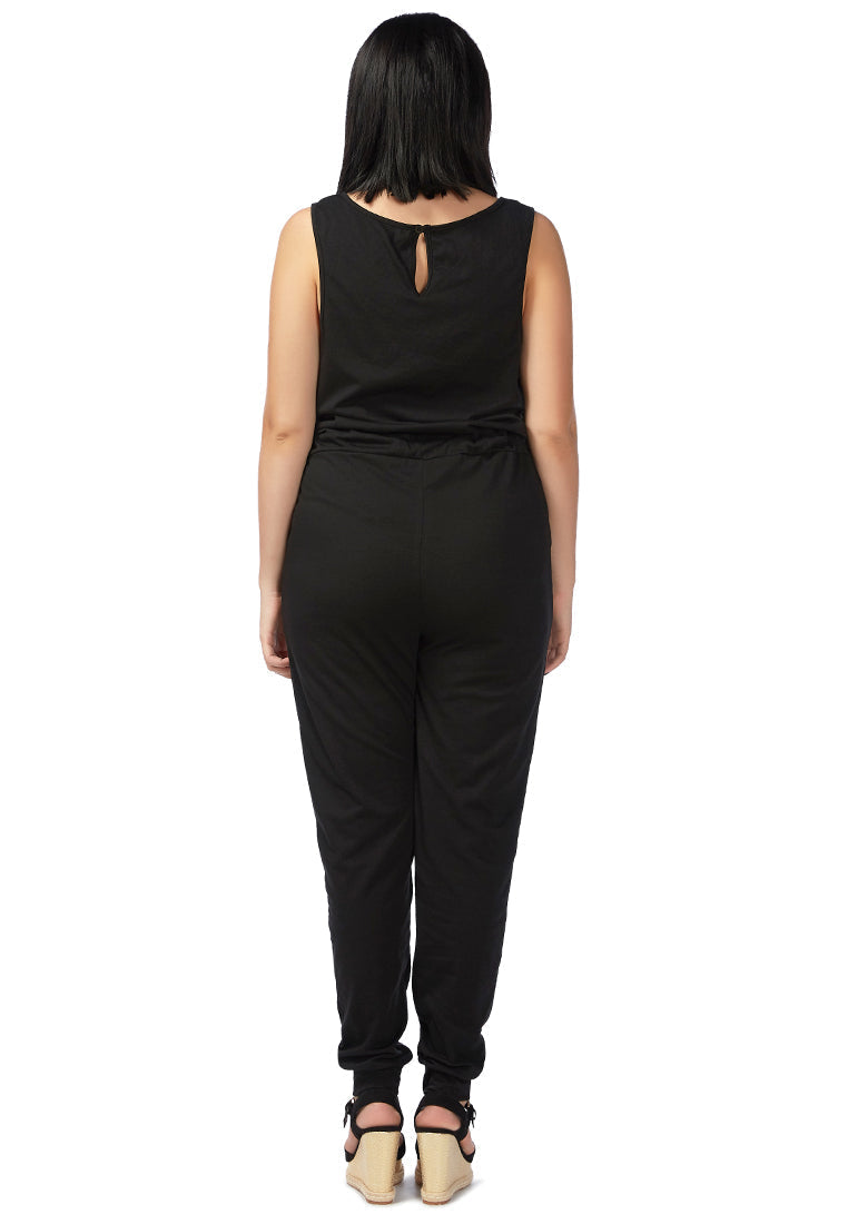 black as night drawstring jumpsuit