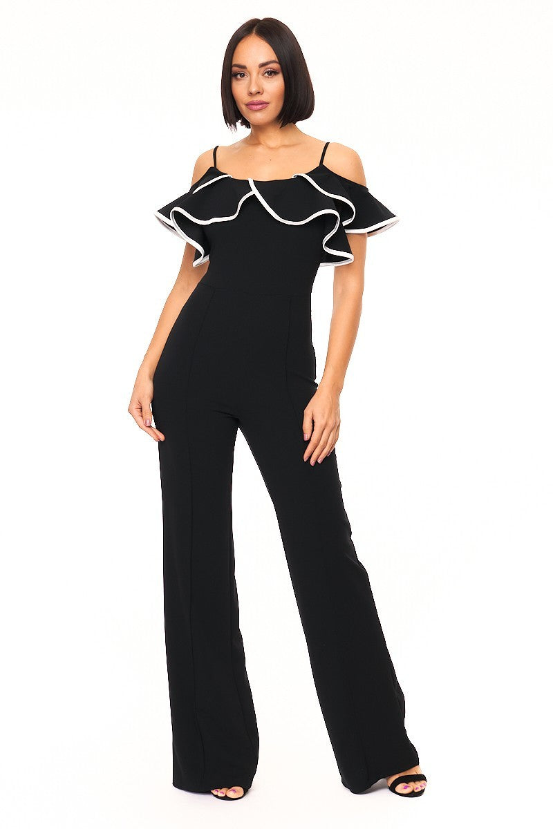 Color Block Binding Detailed Fashion Jumpsuit