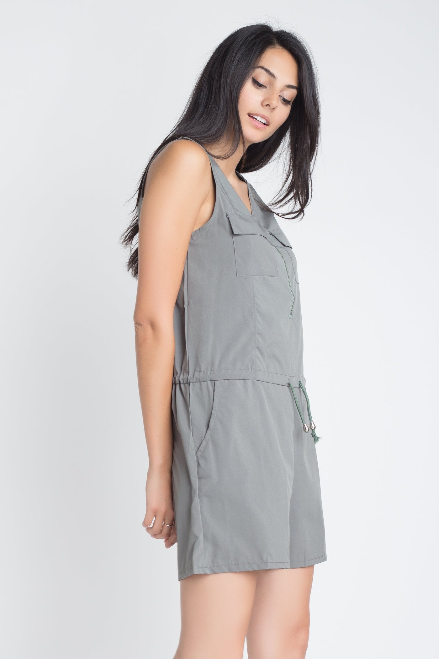 Women's Zip Front Sleeveless Romper