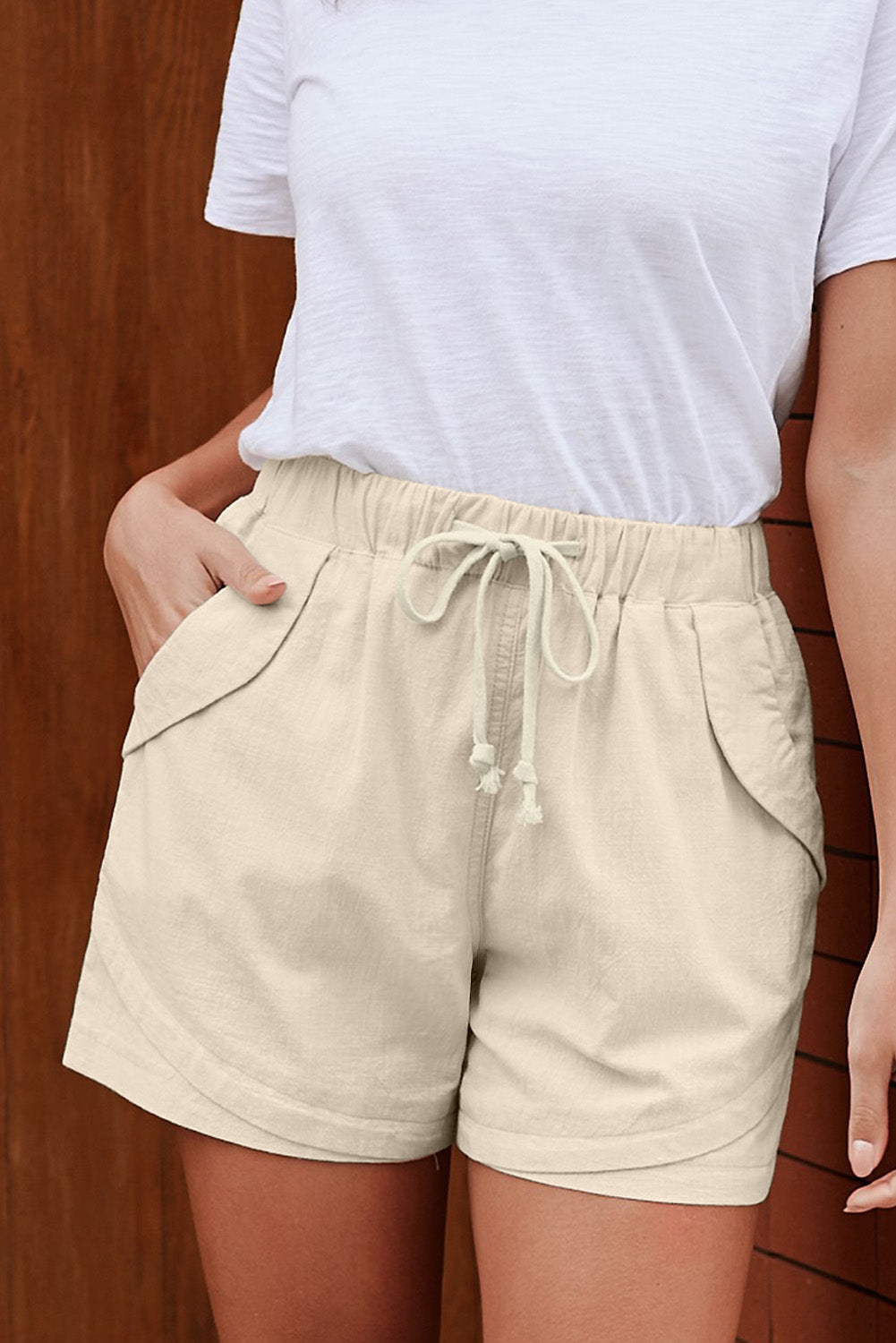 Casual Beige Faylin Women Shorts