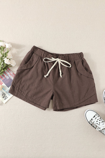 Women Casual Khaki Faylin Linen Shorts