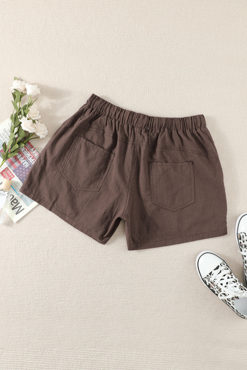 Women Casual Khaki Faylin Linen Shorts