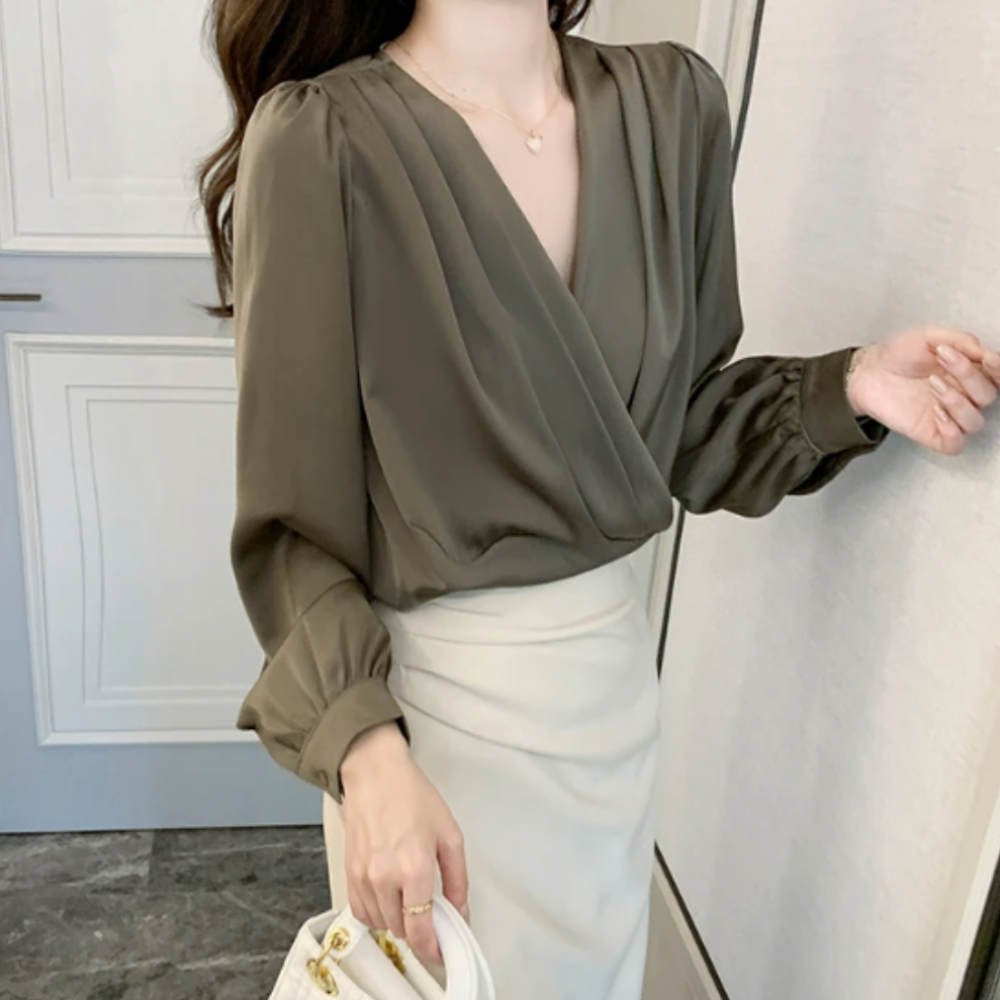 Womens V Neck Chiffon Blouse