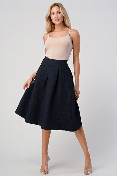 Pleated Waist Mid-Length Puffy Skirt